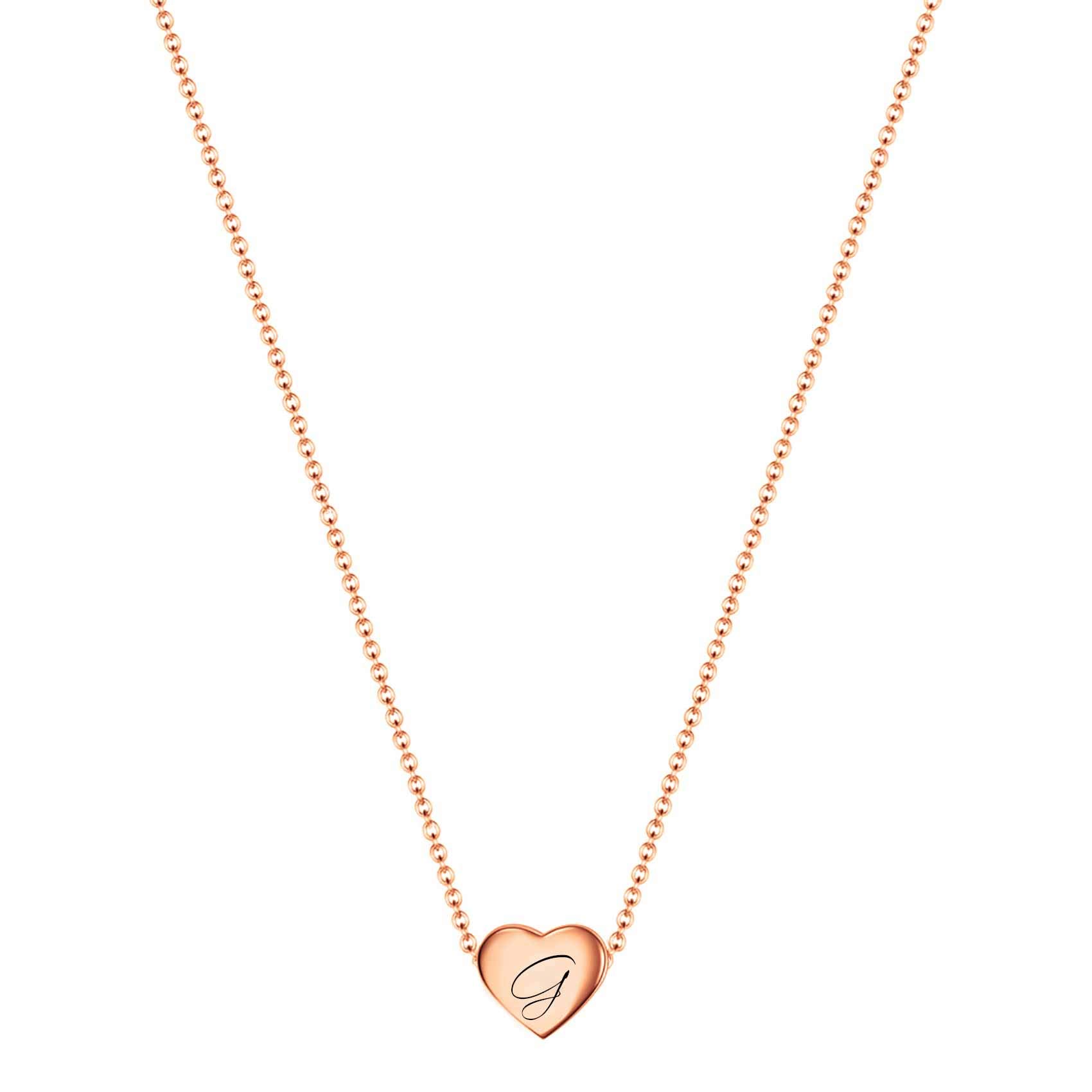 VQYSKO Necklace Ladies Heart Letter Chain-Stainless Steel Name Chains, Exquisitely Small(For Women/Girls/Mom) Birthday Gift, Valentine's Day present (Rose gold G)