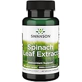 Swanson Spinach Leaf Extract - Herbal Supplement Promoting Overall Health - Green Foods Formula w/Beneficial Thylakoids & Chlorophyll - (60 Veggie Capsules, 650mg Each)