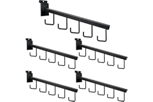 Aemygo 5 Hooks Slatwall Hooks Accessories, 5 Pack 13.7 Inch Heavy Duty Waterfall Slatwall Hangers Rectangular Tube Slat Wall Clothes Hooks for Display Clothing Retail Shop Garage