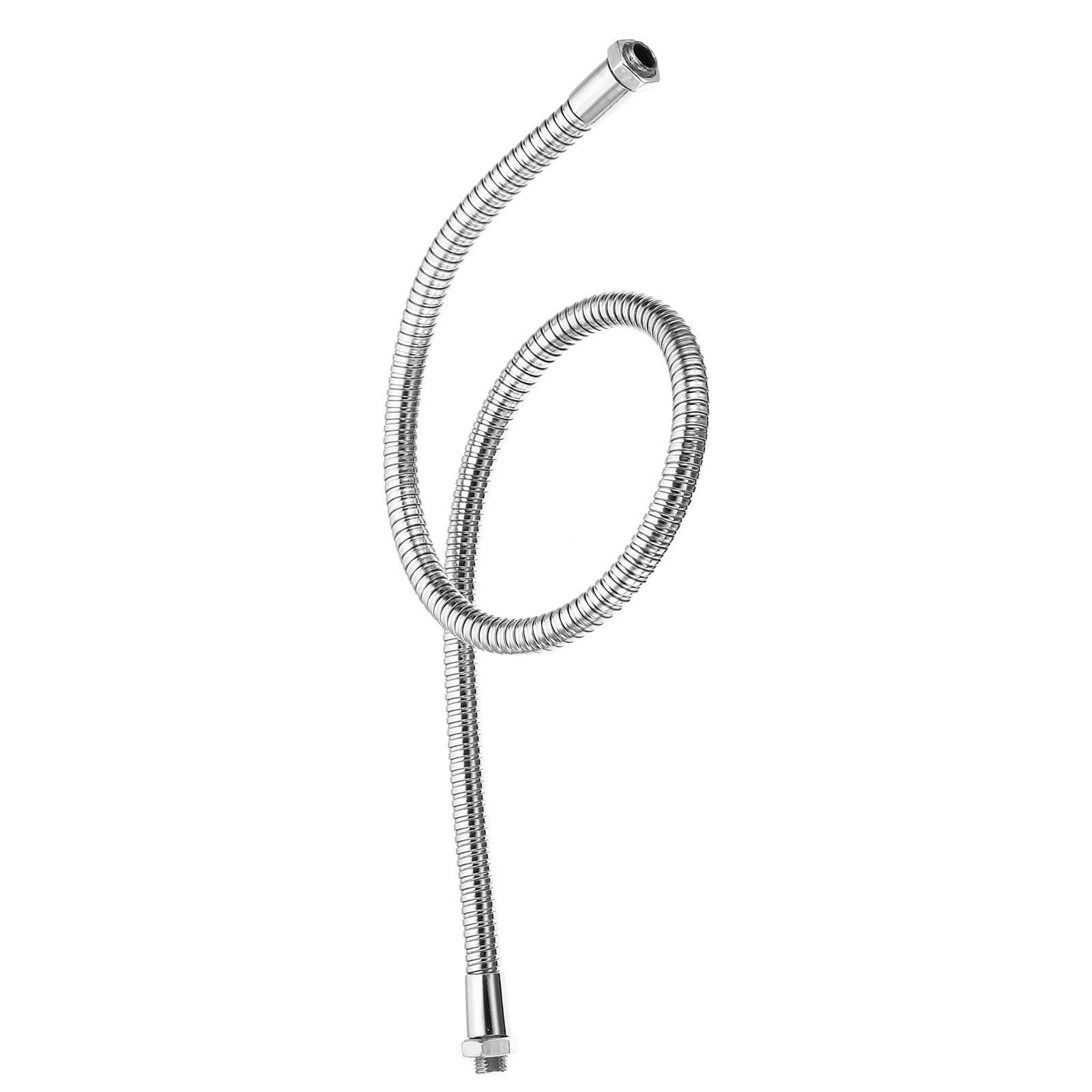 PATIKIL 23.6" Universal Gooseneck Hose, 1 Pcs M10 Fine Thread Bendable Metal Hose Flexible Arm Soft Tube Extension for Lamp, DIY Equipment, Silver Tone