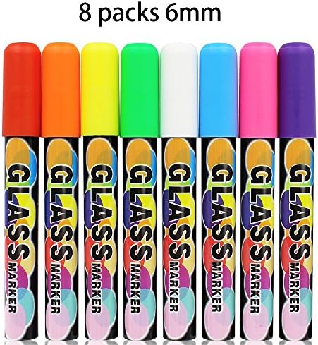 QYES Liquid Chalk Markers&amp;Pens 8pcs Colorful 6mm with two heads, Window Marker Widely Used for AD, Kids/Family/Office Drawing and Writing Message