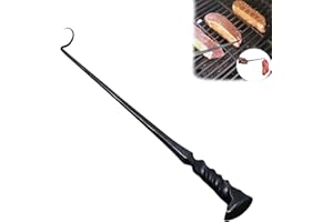 FNFZLF BBQ Turner Hooks, Meat Hook Flipper, Iron BBQF Turner Hooks, Flips Cooking Hooks, BBQ Food Flipper, for Grilling Smoking Frying, Long Handle Meat Hooks (Type A)