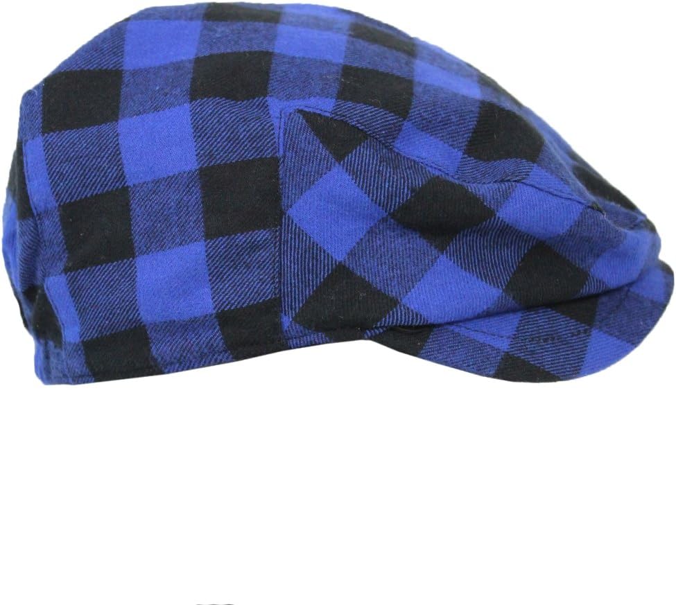 juDanzy Baby & Toddler Plaid Cabbie Hats (6-12 Months, Blue Buffalo)
