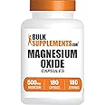 BulkSupplements.com Magnesium Oxide Capsules - Magnesium Supplement, Magnesium Oxide 500mg - Gluten Free, 1 Capsule per Serving, 180 Count (Pack of 1)