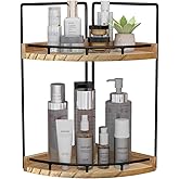 BIGFIS 2-Tier Bathroom Counter Organizer,Vanity Counter Corner Shelf, Skincare, Wood Countertop Bathroom Storage and Organiza