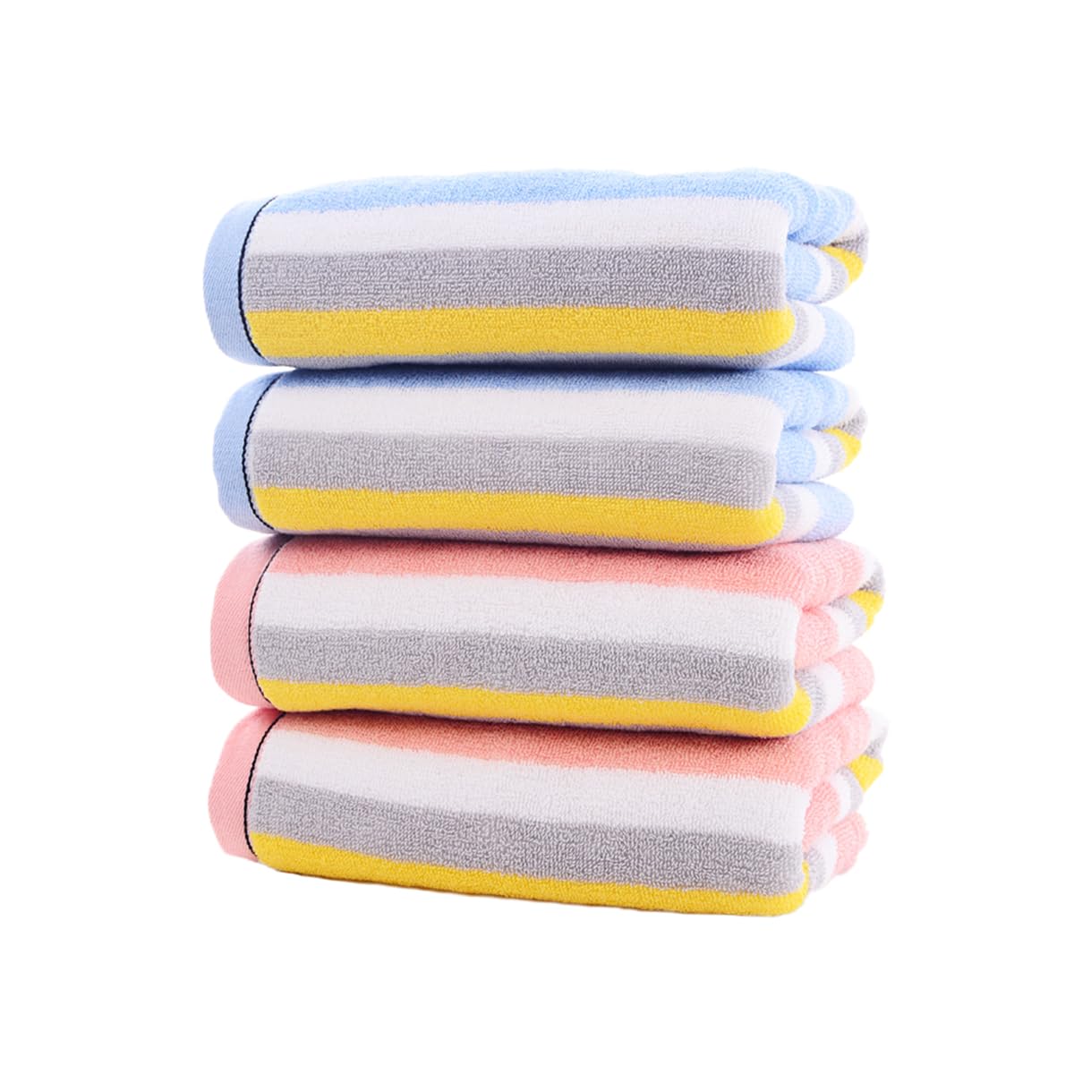 Qrity 4 Piece 74 x 34 cm Thickened Hand Towel, Pink and Blue, Soft & Absorbent 100% Cotton Hand Towel, Suitable for Spa Gyms and Travel