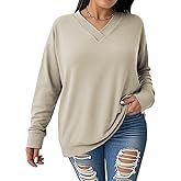 DOLNINE Plus-Size-Sweatshirts for Women Fall Casual V Neck Long Sleeve Tops Winter Loose Fit Pullover Tunics