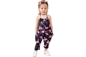 RAISEVERN Toddler Girls Romper Jumpsuit Baby kids Strap Playsuit Summer Outfits Clothes with Headband size 1-5 Years