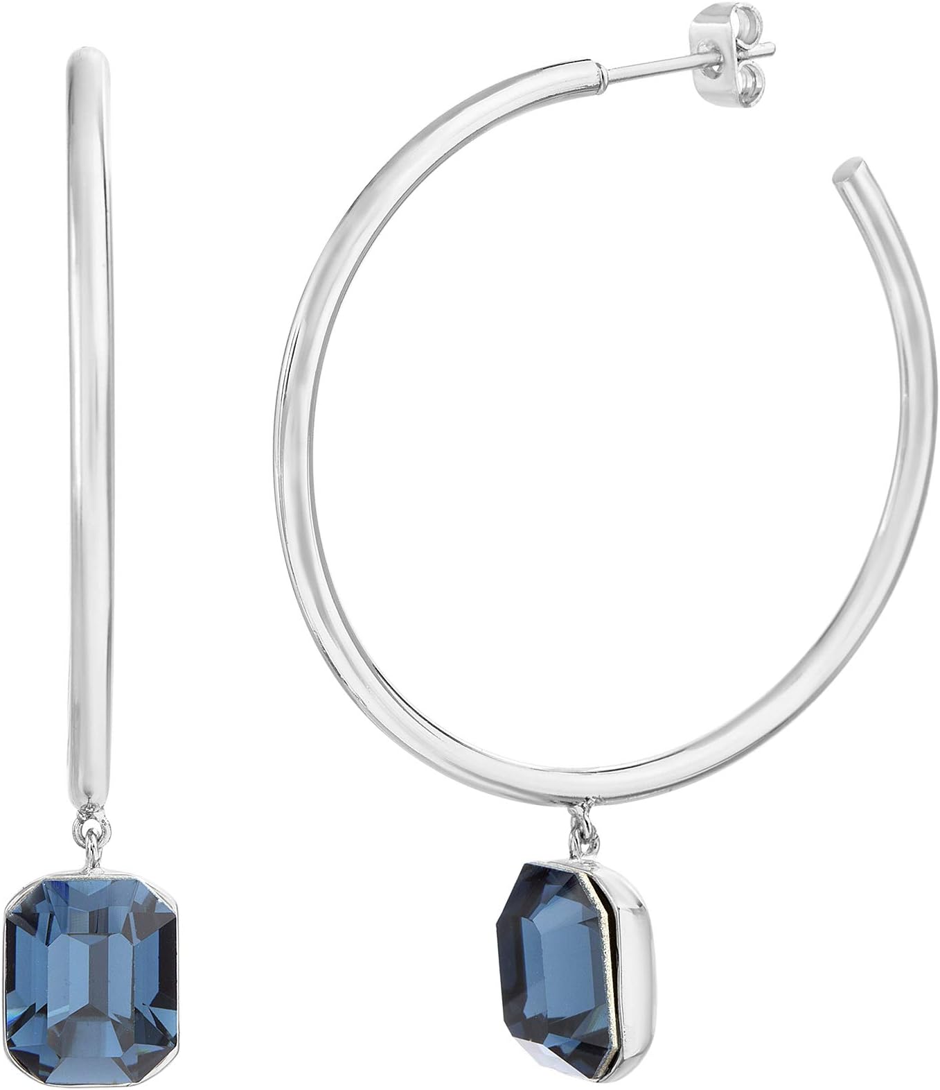 Devin Rose Women's Dangle Charm Hoop Earrings Made With Swarovski Crystals (Various Styles)