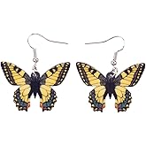 Bonsny Drop Dangle Floral Butterfly Earrings Fashion Insect Jewelry For Women Gift