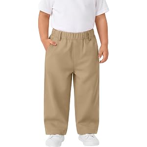 Hyggeweir Toddler Boys' Dress Uniform Pant | Toddler Pant, Elastic Waist, Flat Front, 18M-5T, Baby Clothes, with 4 Pockets, S