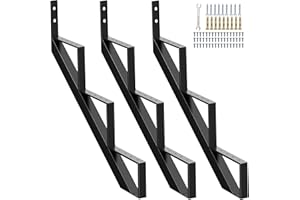 Zwinz Steel Stair Stringer 3 Step, Metal Stair Stringers for Deck Height 27 inches, Steel Stair Step Riser for Outside Stairs 3 Pack