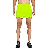 DEMOZU Men's 3" Neon Running Shorts - Bright Split-Leg Racing & Marathon Shorts with Liner for Speed Training