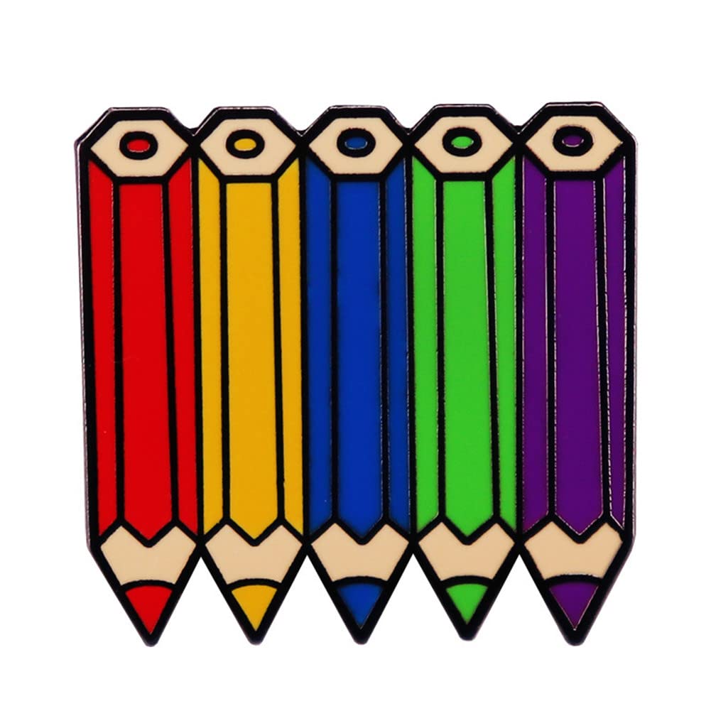 LGBT Rainbow Pencil Enamel Pin Cartoon Colour Drawing tools Brooch Gay Pride Love Badge Jewelry Artist Decor