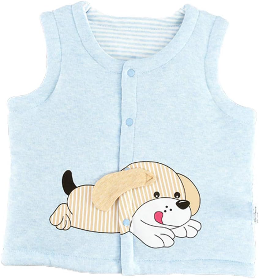 MonvecleBaby to Toddler Cotton Vests Unisex Infants Sleeveless Padded Waistcoat Bluedog 2T-3T