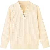 ACESTAR Toddler Boys Girls Quarter-Zip Sweater Cable Knit Pullover Long Sleeve Kids Fall Winter Knitwear Top