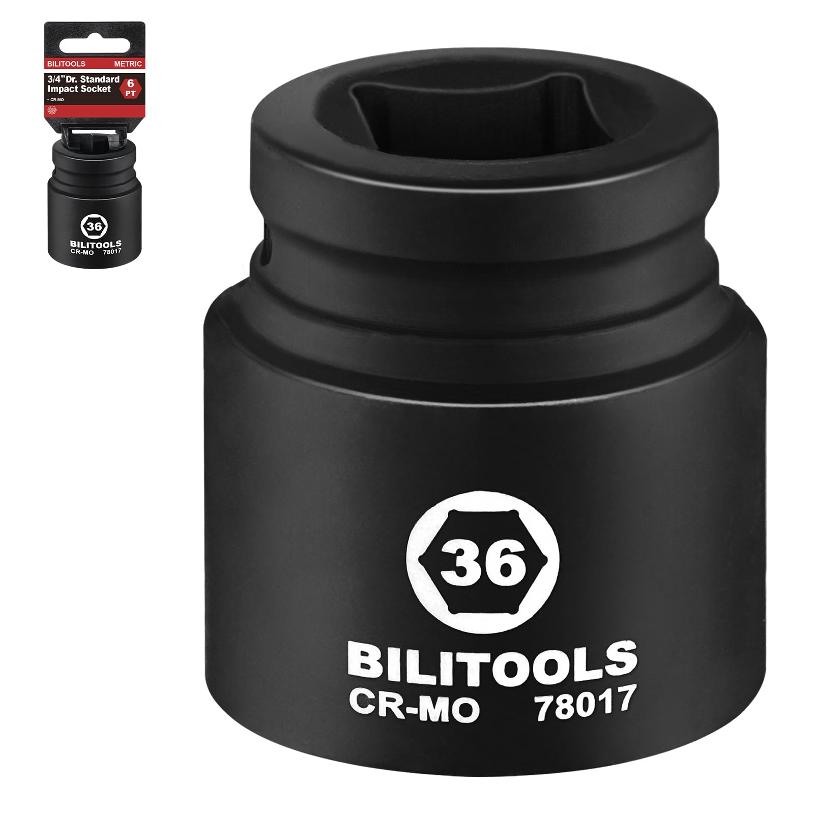 Photo 1 of BILITOOLS 3/4" Drive Impact Socket 36mm, Metric, CR-MO Steel, 6 Pt. Impact Grade Heavy Duty Large Axle Nut Socket