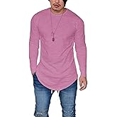LIWEIKE Mens Hipster Hip Hop Longline Crewneck T-Shirt