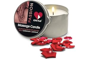 LOVE PLAY Massage Oil Candle for Pure Relaxation and Home SPA - Vegan Moisturizing Body Oil - Hydrating Skin Care with Essential Oils (6.76oz)