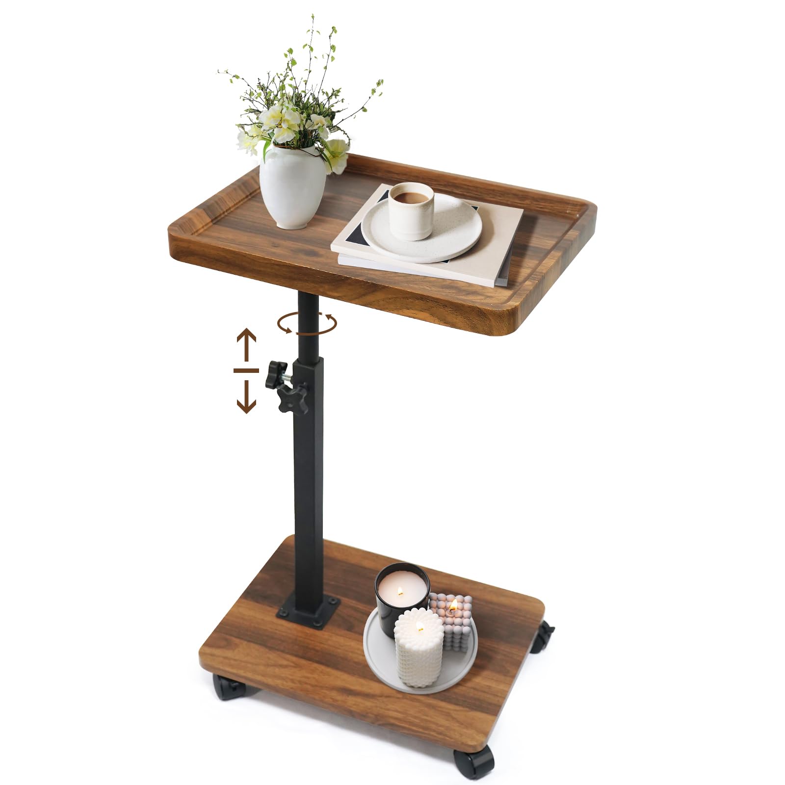 Photo 1 of Xiyilike C Table Side Table End Table Adjustable Height?C Shaped End for Couch?Snack Tables,360°Swivel TV Tray Sofa Table? for Small Spaces?Side Tables Living Room and Bedroom for Sofa, Bed,Chair