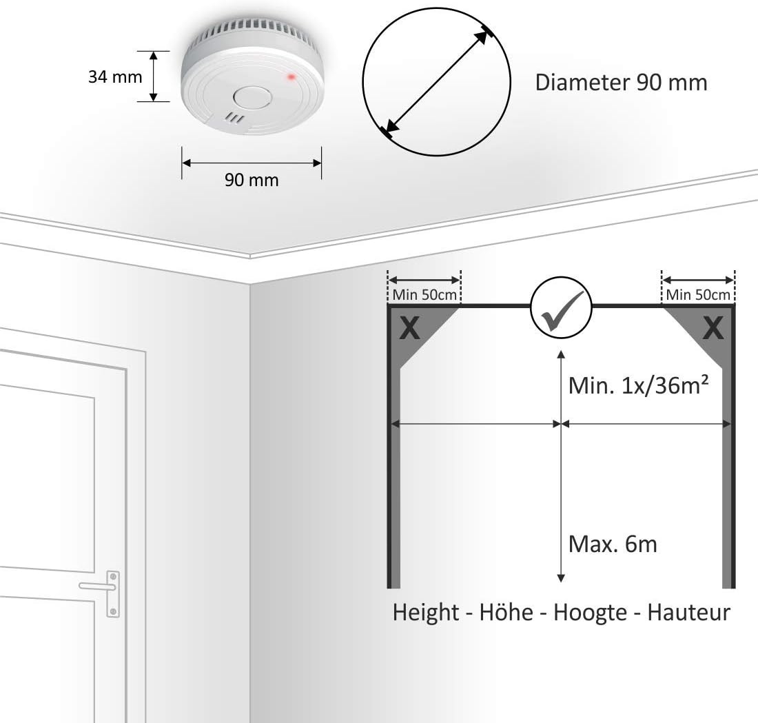 ELRO FS1801 Smoke Alarm - Conforms to EN14604, White, 1 piece - Image 4