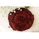Fingering Weight Carmine Red Brown Rayon Chenille Yarn