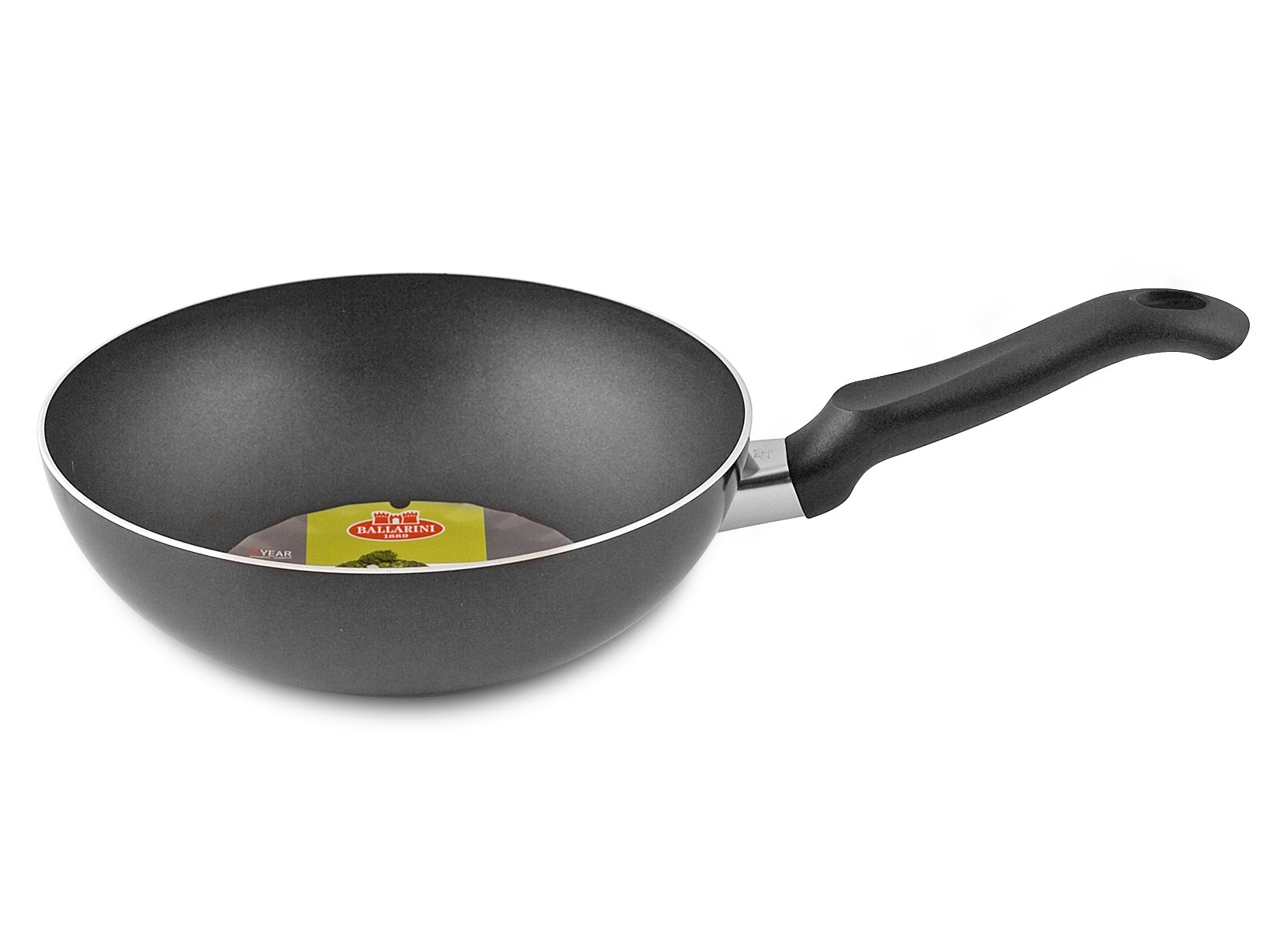 Haus und Küche Ballarini Firenze, Non-Stick Wok with Handle, Round, Aluminium, Anthracite, 24 cm