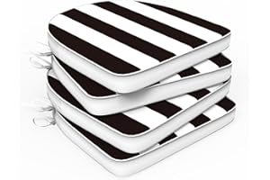 DYTXIII Set of 4 Outdoor Chair Cushions 19"x19"x2",Water Repellent Patio Seat Cushion with Ties and Removable Covers,Dining Chair Cushions for Indoor Kitchen Yard and Patio Furniture,Cabana Black