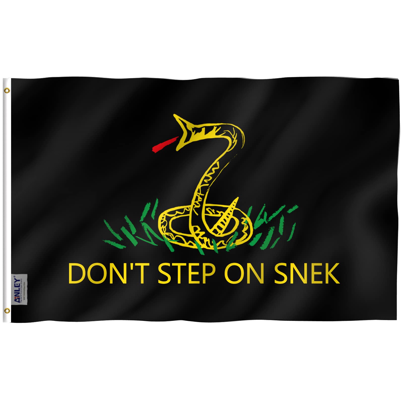 Anley Fly Breeze 3x5 Foot Don't Step on Snek Flag - Vivid Color and Fade Proof - Canvas Header and Double Stitched - No Step on Me Flags Polyester with Brass Grommets 3 X 5 Ft