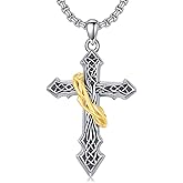StoryEtain Cross Necklace 925 Sterling Silver Cross Pendant Crucifix Necklace Christian Jewelry Gifts for Men Women