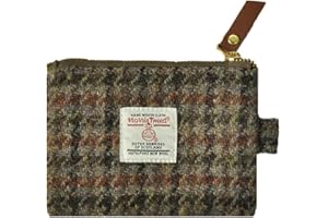 TAILORMAP Harris Tweed Mini Coin Purse Handmade Lipstick Bag Vintage British Portable Credit Card ID Wallet with YKK Zipper for Women men (No.636)