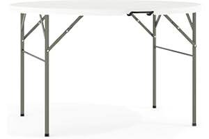 Flash Furniture Freeman 4' Round Plastic Folding Table with Carrying Handle, Plastic Foldable Table for Indoor/Outdoor Events, White