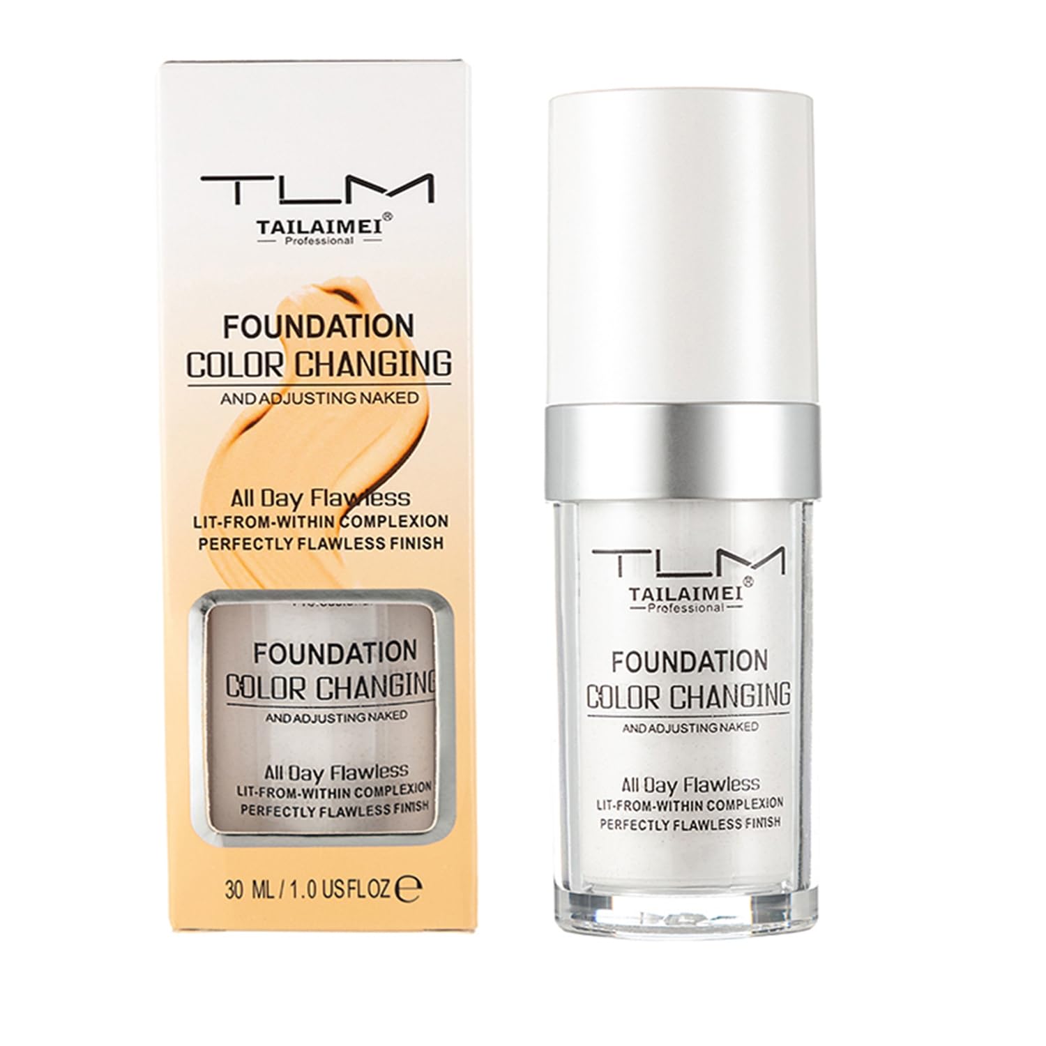 Colour Changing Foundation for Mature Skin, Full Coverage Face Foundation, Concealer, Moisturizer Skincare, Long Lasting Waterproof Universal Shade for All Skin Types