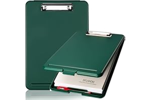 SFLHHDM A4 Clipboard File Cover Folder Folio Clip File Clamp Binder Organizer Case Waterproof Clipboard Box with Storage Nursing Clipboards Foldable Document Case for Office, School, Nurse (Emerald)