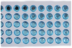 KraftGenius Allstarco 12mm SS50 Blue Aqua Self Adhesive Acrylic Rhinestones Plastic Face Gems Stick On Body Jewels for DIY Cards and Invitations Crafts Bling Sticker - 5 Sheets - 250PCS