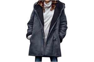 SRIPER Women'S Winter Coats Warm Fleece Winter Jacket Horn Button Hoodie Long Sleeve Outerwear Coats with Pockets