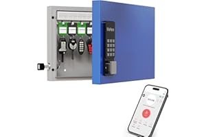 WeHere 16 Key Lock Box Wall Mount, APP Bluetooth/One Time Password Share/Wi-Fi Remote/Fixed Code/Key Unlock, Smart Key Cabinet, Key Organizer Box for Apartment, Hotel, Office, House Key Manage