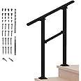 Hand Rails for Outdoor Steps,2 Step Stair Handrail & Indoor Stair Railing Kit，Metty Metal Railings for Outdoor Steps and Hand Rails for Seniors for Porch Railing