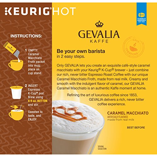 GEVALIA Caramel Macchiato, KCUP Pods and Froth Packets, 9 Count New eBay