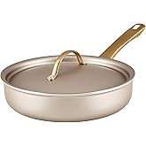 Farberware Radiant Nonstick Saute Pan with Lid, Dishwasher Safe, 2.75 Quart, Champagne
