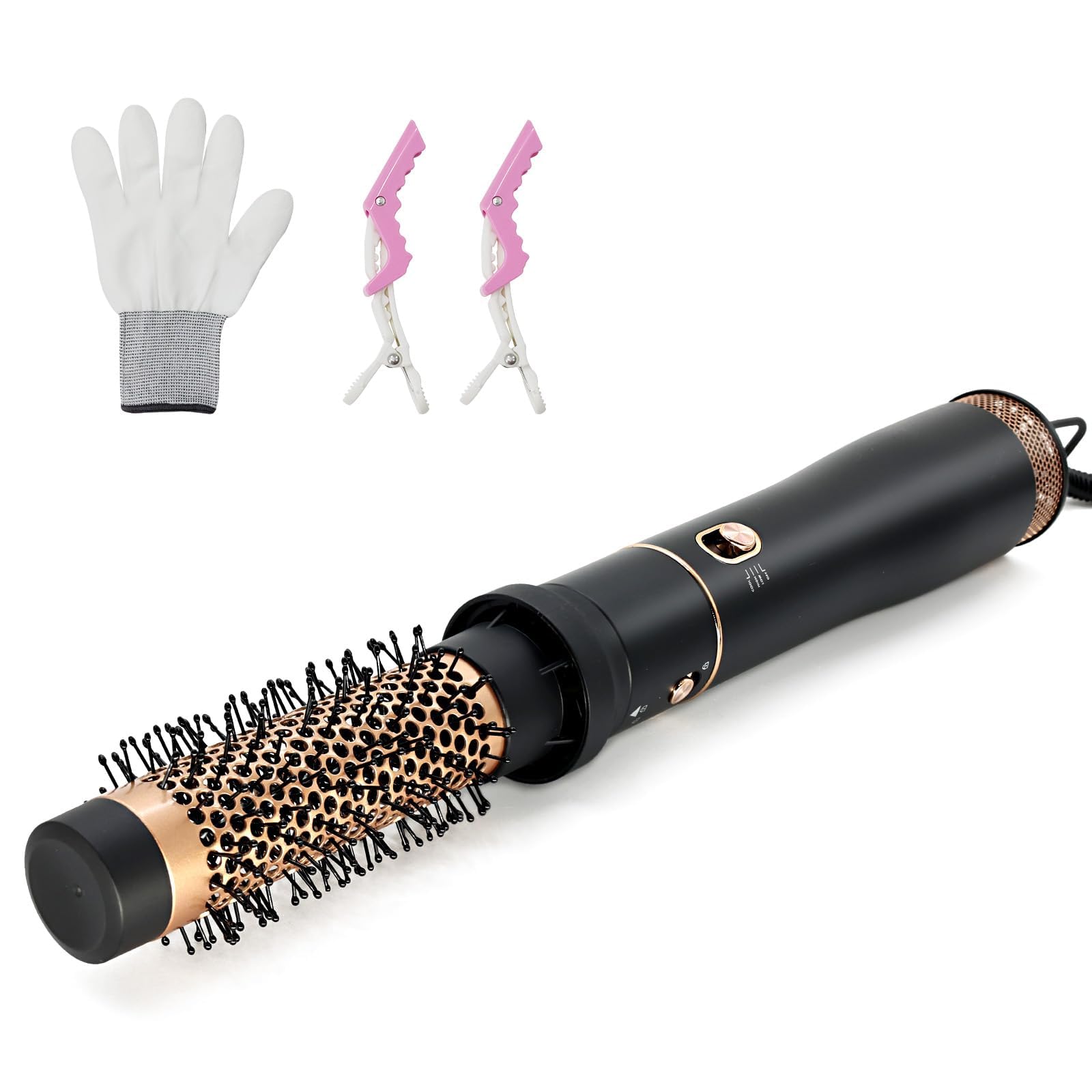 Photo 1 of ***missing hardware**Round Hair Blow Dryer Brush - 1.2 Inch Ceramic Barrel Hair Dryer Brush for Short/Middle Hair, One Step Drying, Volumizing, Straightening and Styling, Negative Ionic Dryer Brush (Black-Golden, 1.2)
