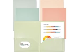 GNL Plastic Folders with Pockets, Pack of 5, Muted Pastel Colors, Heavy Duty 2 Pocket File Folders Letter Size, Pocket Folders for School, Home, and Office