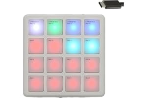 Tangxi Wireless MIDI Controller Pads, Bluetooth Portable USB MIDI Controller with 16 Drum Pads, RGB Backlight Beat Maker Mach