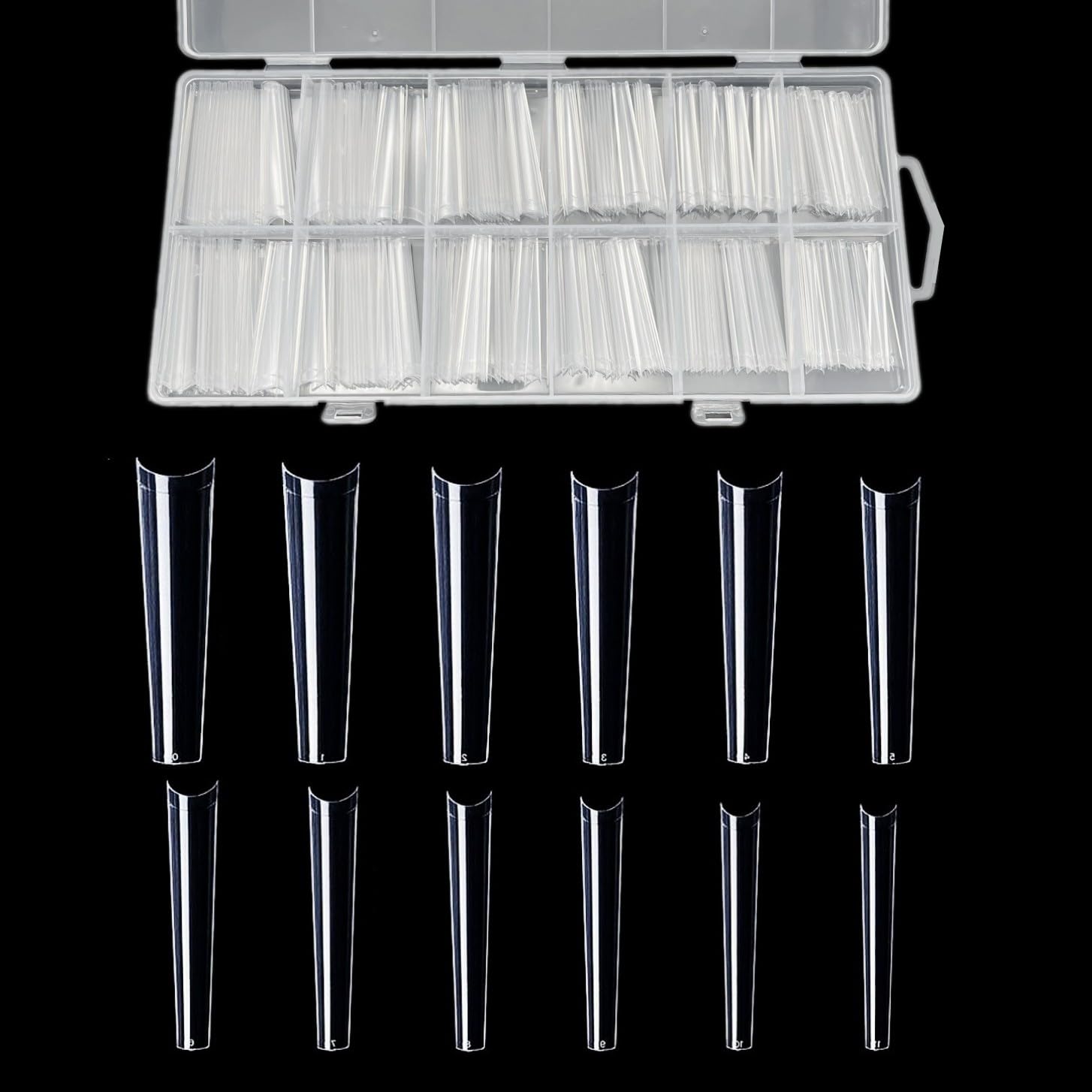 JZK 240x XXXL Clear Half Cover Extra Long Coffin Nail Tips For Acrylic Extensions, No C Curve False Nail Tips Long For Gel And Acrylic Nails, 3XL Finger Nail Extension Tips