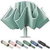 Fogkey Large Windproof Travel Umbrella, Portable Reverse Folding Car Umbrella, Compact Inverted Design with Waterproof Canopy, Automatic, 10 Durable Ribs, 45.6/13 Inch, Fits Backpack