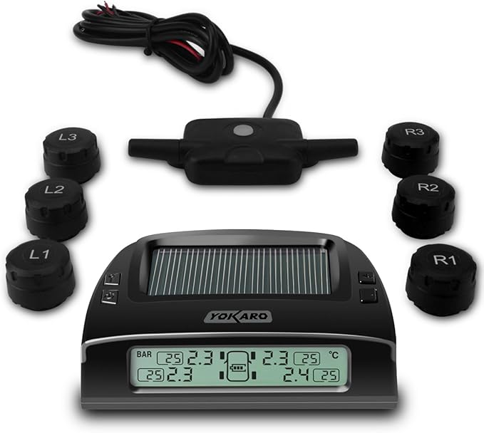 YOKARO RVs TPMS, Solar Powered Tire Pressure Monitoring System with 6