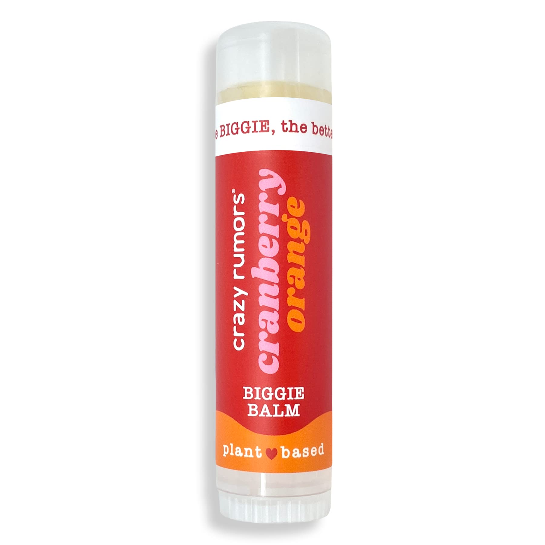 Crazy Rumors Cranberry Orange BIGGIE Soothing Lip Balm Stick for Dry Lips, 4 X bigger size, 100% Natural & Vegan