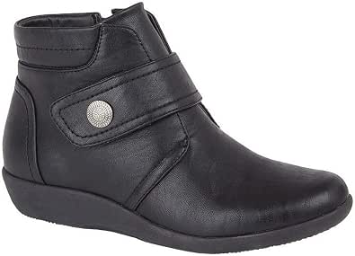 Boulevard Botines de ajuste ancho para mujer con cierre de cremallera y  tacto negro (ajuste EE) : Amazon.es: Zapatos y complementos