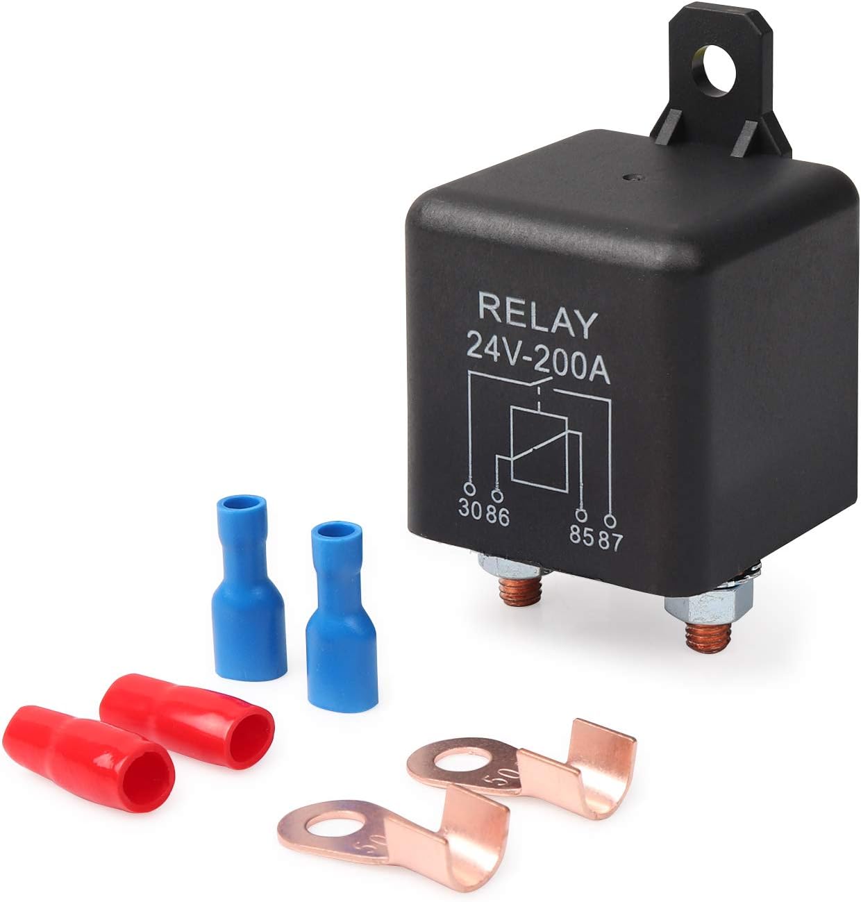 EHDIS 24V 200A Relays Car Truck Motor Automotive Boat Car Starter Heavy Duty Split Charge ZL180 with 2 Pin Footprint + 2 Terminal - [1 Set]