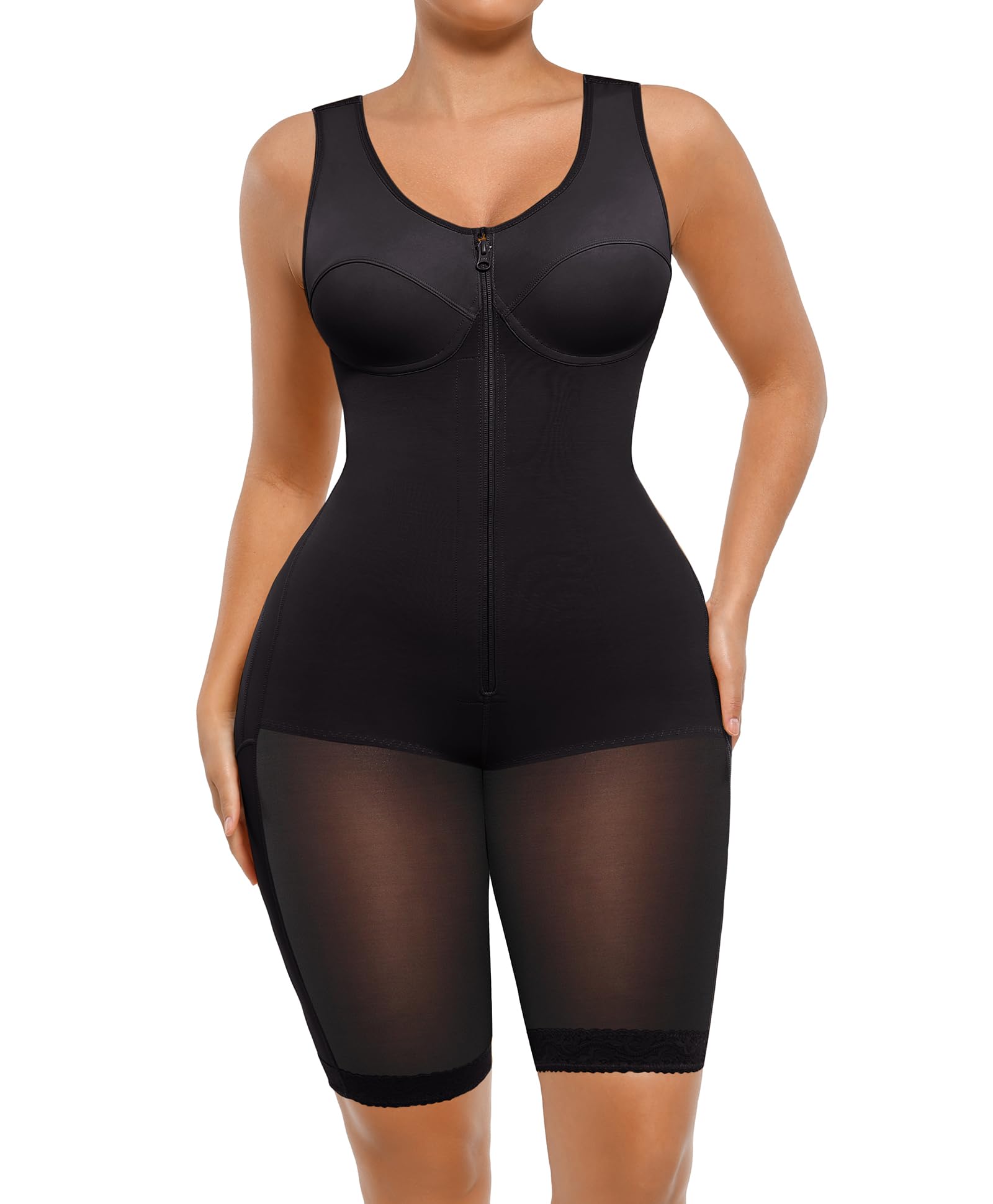 Photo 1 of FeelinGirl Tummy Control Shapewear for Women Post Surgery Compression Full Body Shaper Black Large